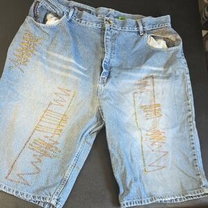 Vintage Akademiks Light Blue Embroidered Denim Shorts